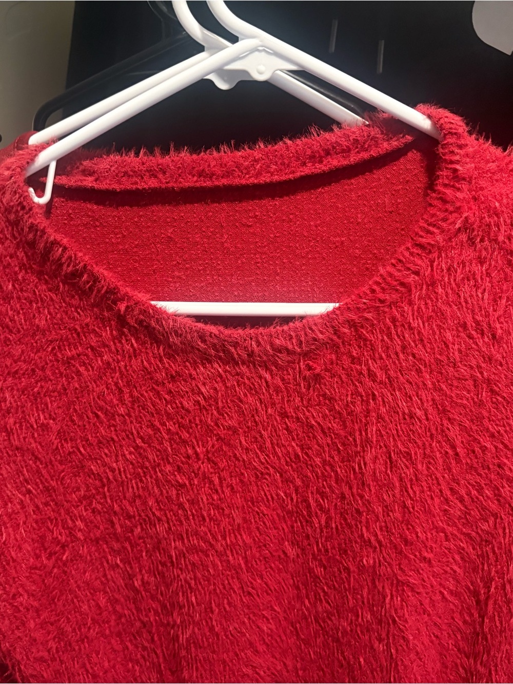 H&M Red Fuzzy Crewneck Sweater